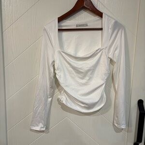 Gaze White Long Sleeve Top Size M slouchy sides